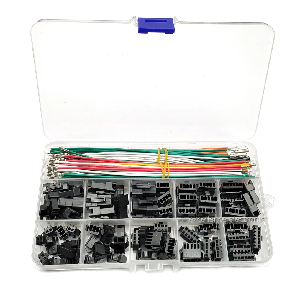 SM 2.5mm Connectors Male Female Plugs Sockets with 22AWG Pre-Crimped Cable Wire Compatible with JST SM 2 3 4 5 6 Pin Housing Kit