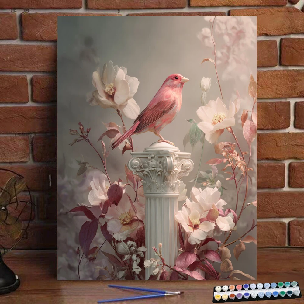 

Картина по номерам, торжественная розовая птица, цифровая картина, ручная работа, подарок для взрослых и детей, украшение на стену D