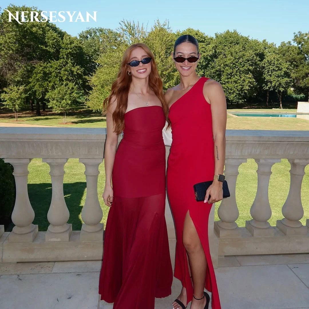 

Nersesyan Elegant Red Mermaid Evening Dresses Off Shoulder Satin Formal Dress Bodycon Women Prom Party Gowns 2026 Customized