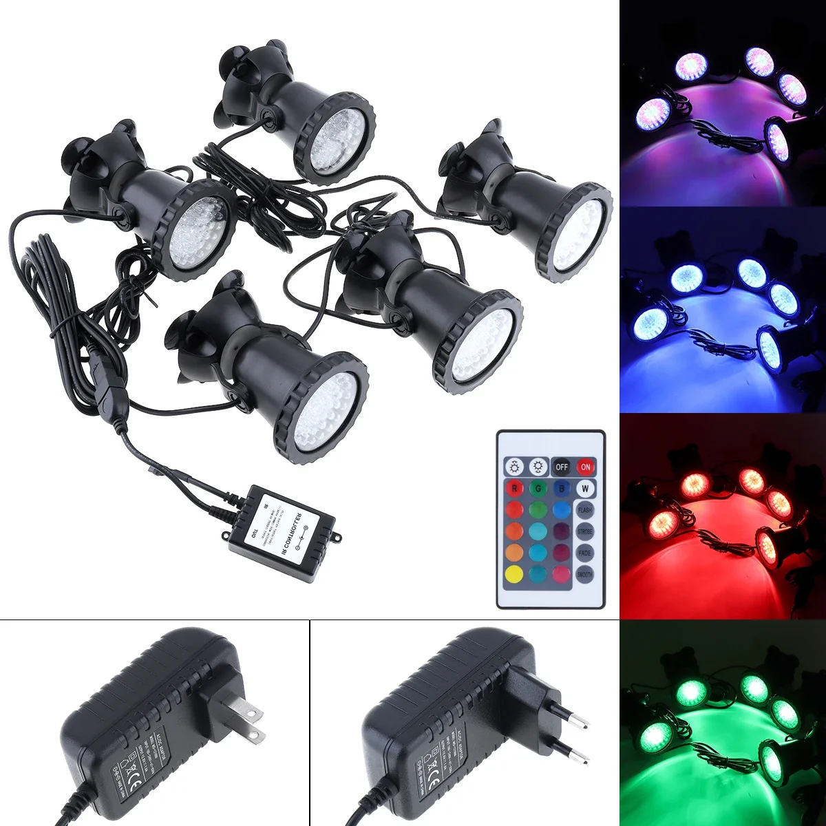 Pop 5 Light 36 LED Color Underwater Light Waterproof Amphibious Landscaping Spotlight Water Grass Light For Aquarium Fish Tank P