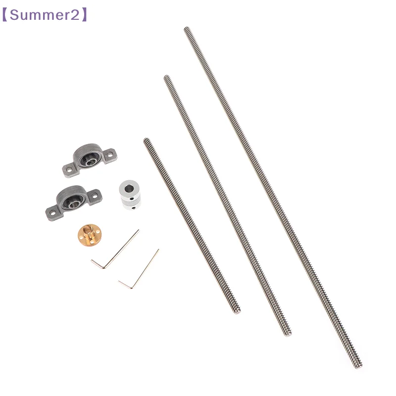 T8 300/200/100mm Lead Screw Set Includes Brass Nut Mounting Bracket Coupler Wrench For 3D Printers CNC Milling  Projects〔Sum2〕