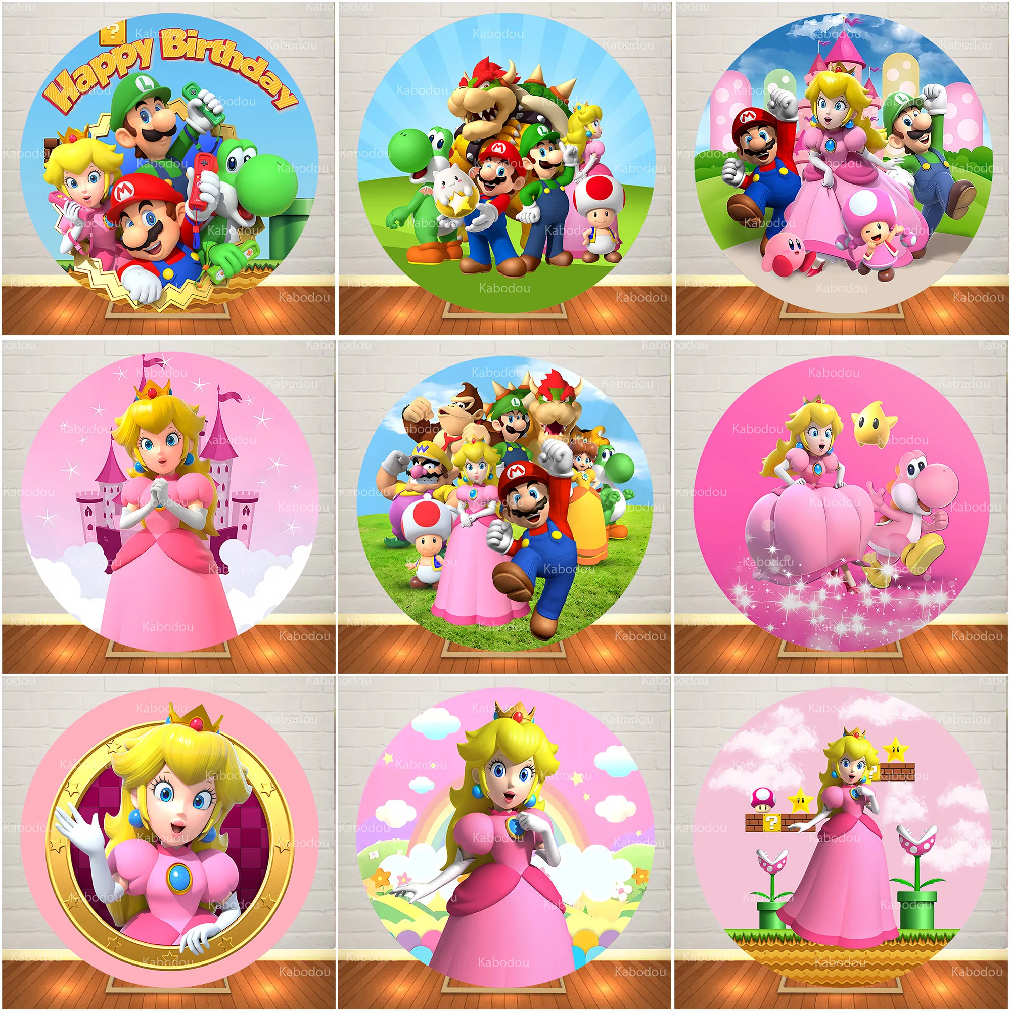 

Фон Super Mario Bro, круглый розовый принцесса персик, фото, украшение для дня рождения, детского душа, фон для фотосъемки, круг