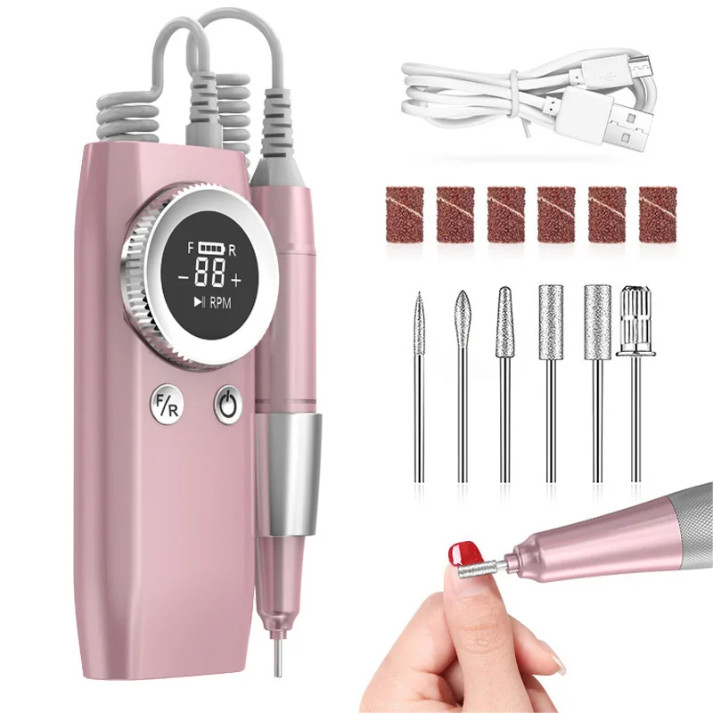 45000RPM Nail Drill Machine Rechargeable Electric Nail Sander For Manicure Cordless Nail Drill Milling Cutter Machine Tools