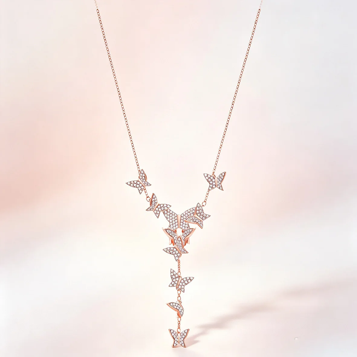 Trendy Multicolour Crystal Butterfly Feather Statement Necklace