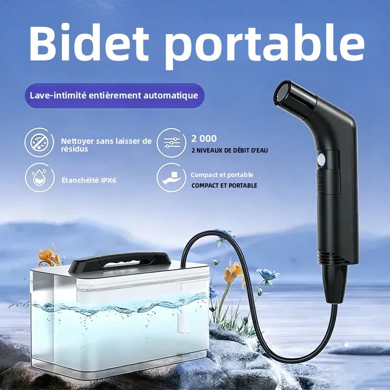 Pulvérisateur de bidet électrique portable, à main, avec réglage de pression à 2 niveaux, rechargeable, pour l'hygiène personnelle en voyage