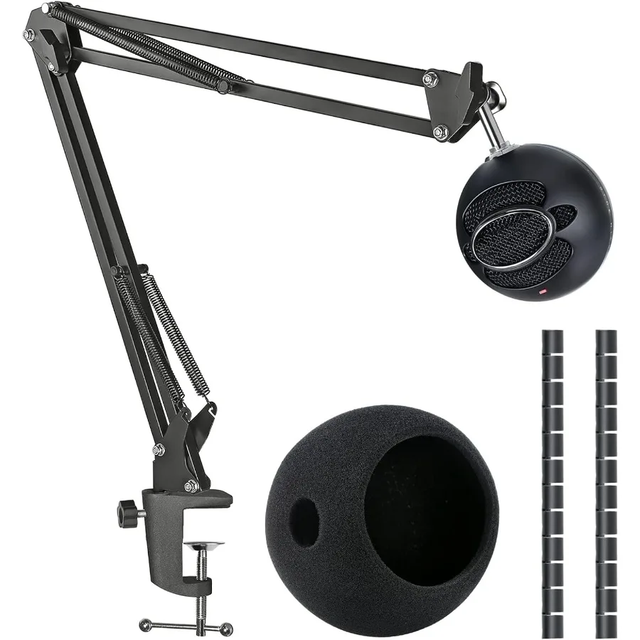 

Snowball iCE Mic Boom Arm Stand with Pop Filter Compatible with Blue Snowball Ice USB Microphone with Cable Sleeve by SUNMON