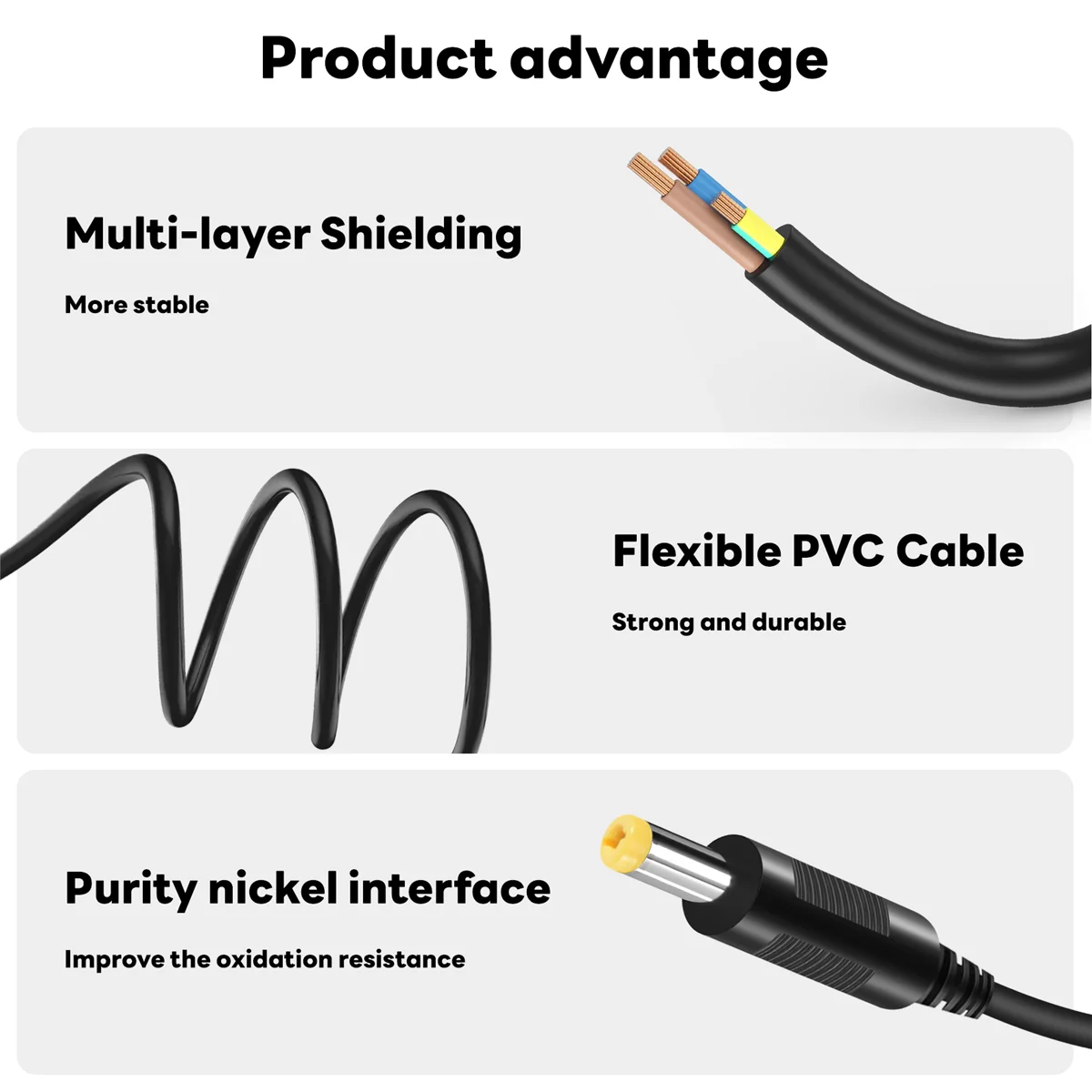 5.5mm x 2.1mm DC Power Jack Male to Female Extension Cable Cord Lead ConnectorCable Length:1.2 M