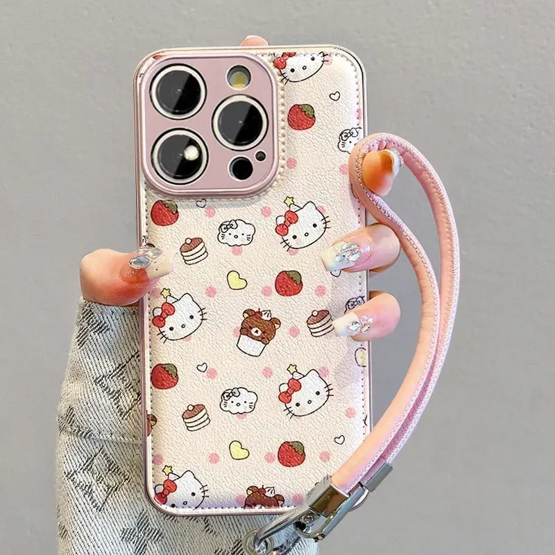 

Kawaii Strawberry Kt Cat iPhone16 Pro Max Case 17AIR Soft Silicone Cover for Apple 17
