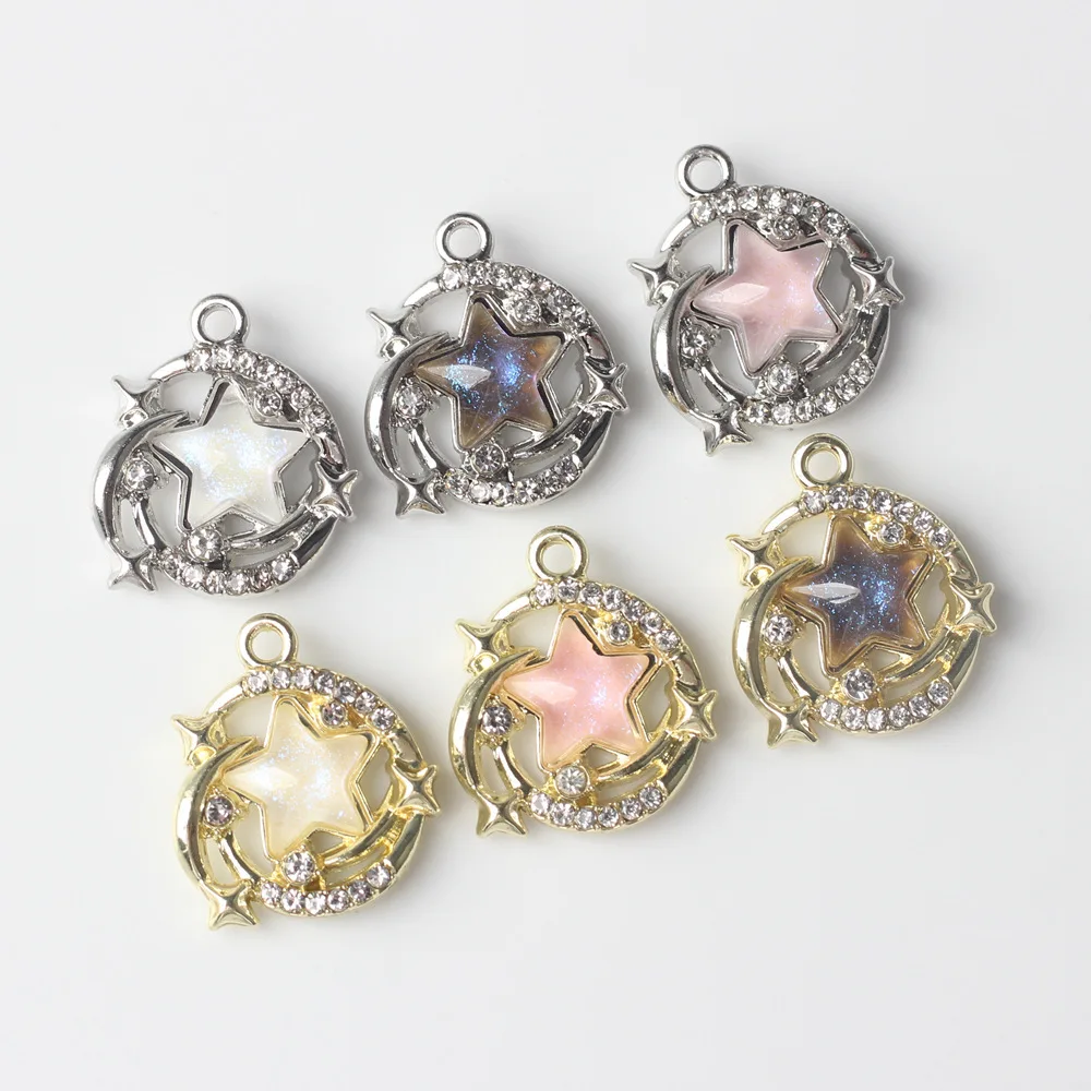 10pcs Alloy Inlay Star Pendant Earring Ornament Necklace Bracelet Jewelry Making DIY Handmade Accessories Supplies Craft Fashion