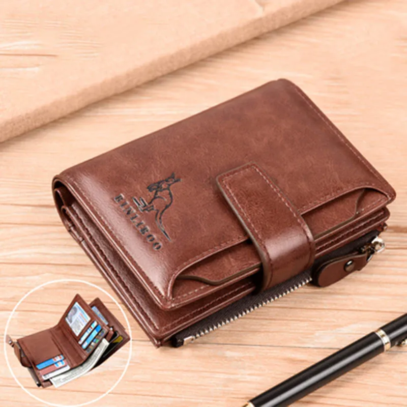 Artificial Leather Men's Wallet Luxury Short RFID Card Holder for Men Zipper Coin Purse Portable Wallets for Men Billfold