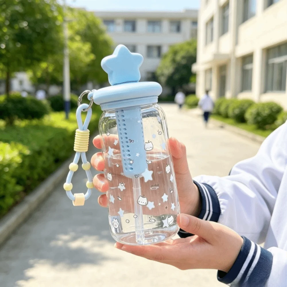 Multiple Styles Large Capacity Straw Water Bottle Leakproof Reusable Straw Water Cup Portable Cute Straw Plastic Tumbler Student