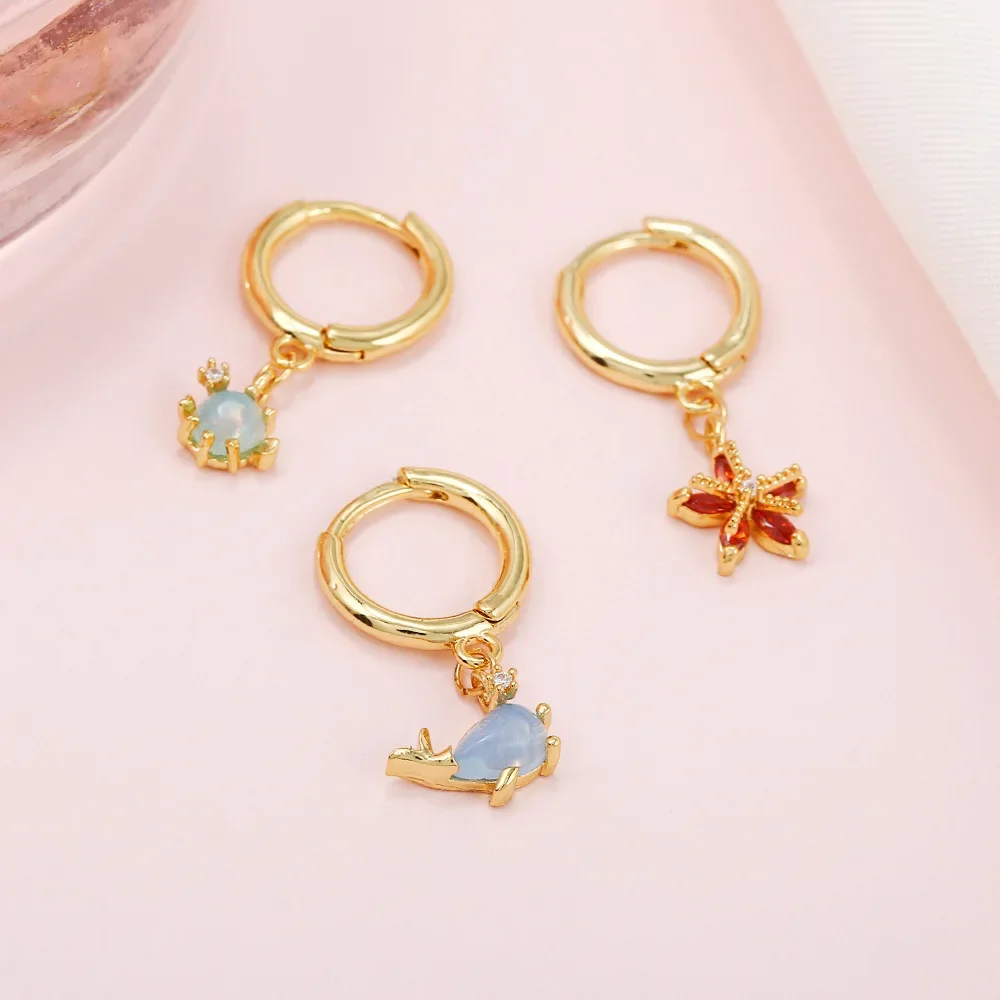 New ins explosive gold undersea small animal earrings earrings 1 piece beach style girl cute earrings plated 18K