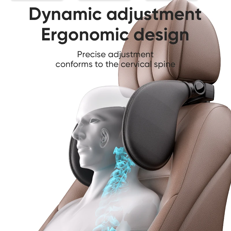 Ergonómico 360 °   Almohada Cervical Ajustable para Auto con Espuma Viscoelástica y Almohadillas Laterales, Reposacabezas de un Solo Toque para Viajes en Auto, BMW, Benz