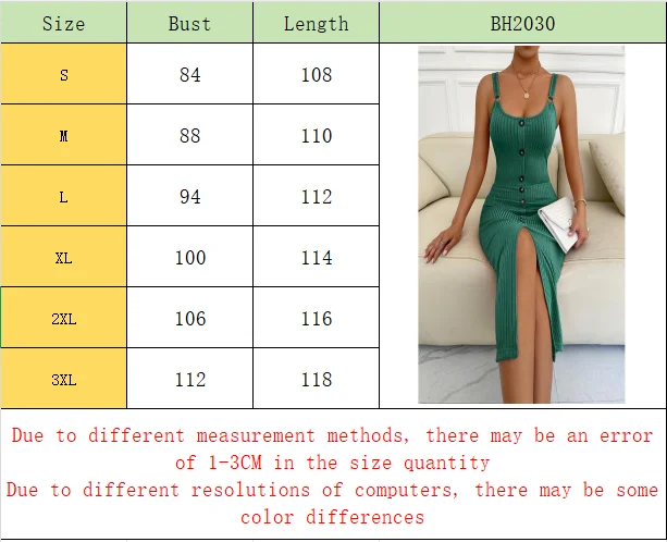 Damen Frühling/Sommer Strickkleid mit Faux-Knöpfen, Figurbetontes Sexy V-Ausschnitt Schlitz-Bodycon-Kleid für Alltag & Party – Detail 1