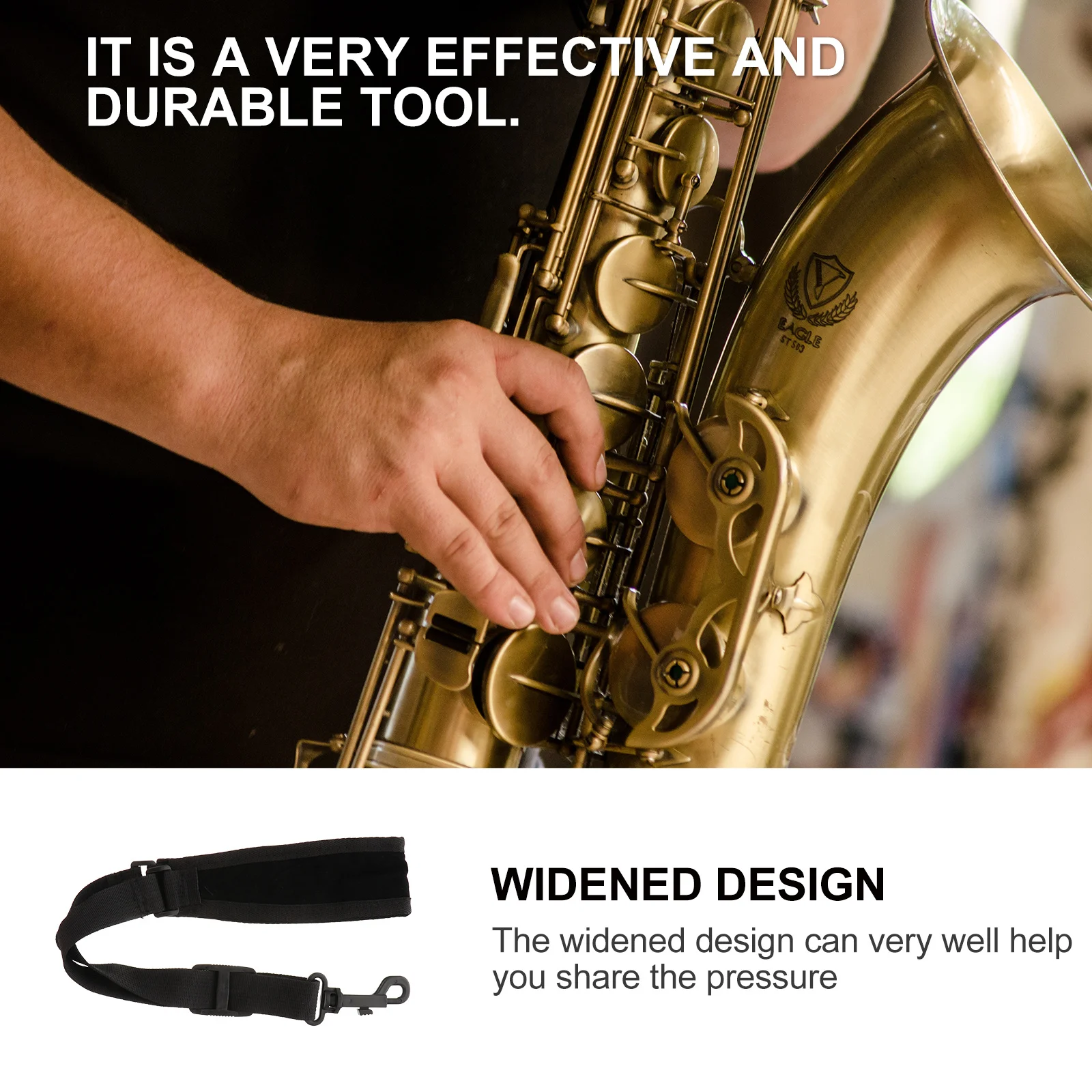 

1pc Saxophone Shoulder Strap Adjustable Wide Cushioned Breathable Support Belt For Sax Use Comfortable Load-Bearing Universal