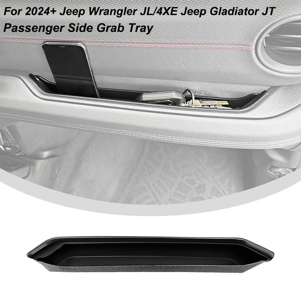 For 2024 Jeep Wrangler JL/4XE Passenger Side Grab Tray 2025 Car Grab Bar Tray For Jeep Gladiator JT Storage Bin Organizer