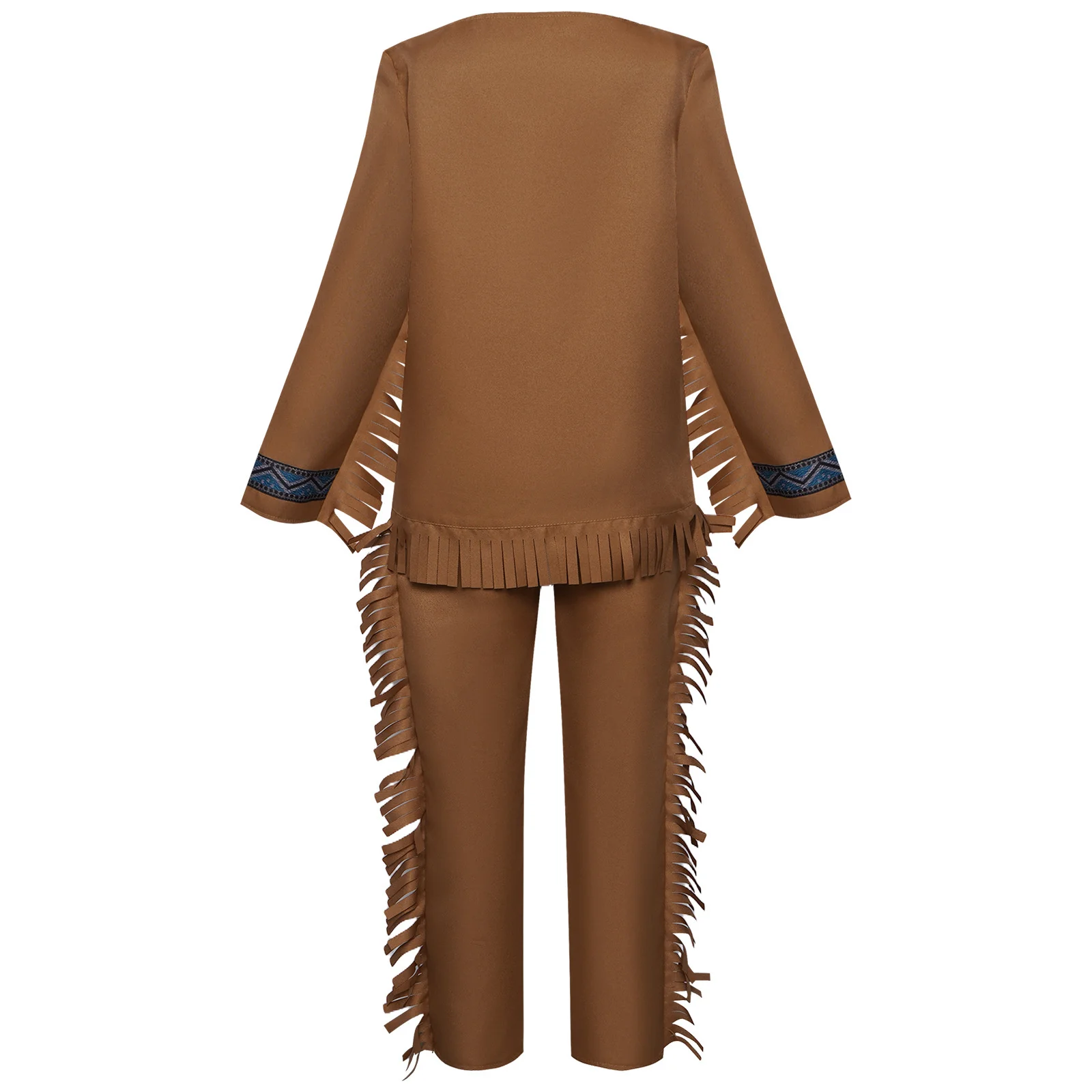 Anime Game Indian Chief Cosplay Costumes for Kids Halloween Stage Performance Two Pieces Outfits Khaki Top Pants with Headgear