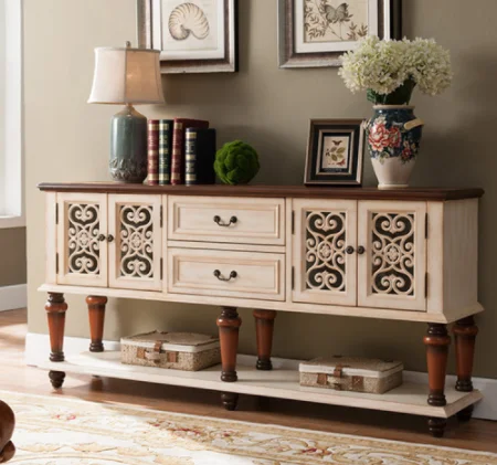 European-Style Solid Wood Console Table American Country Side Cabinet 1.6 M Side View Table Window Side Desk