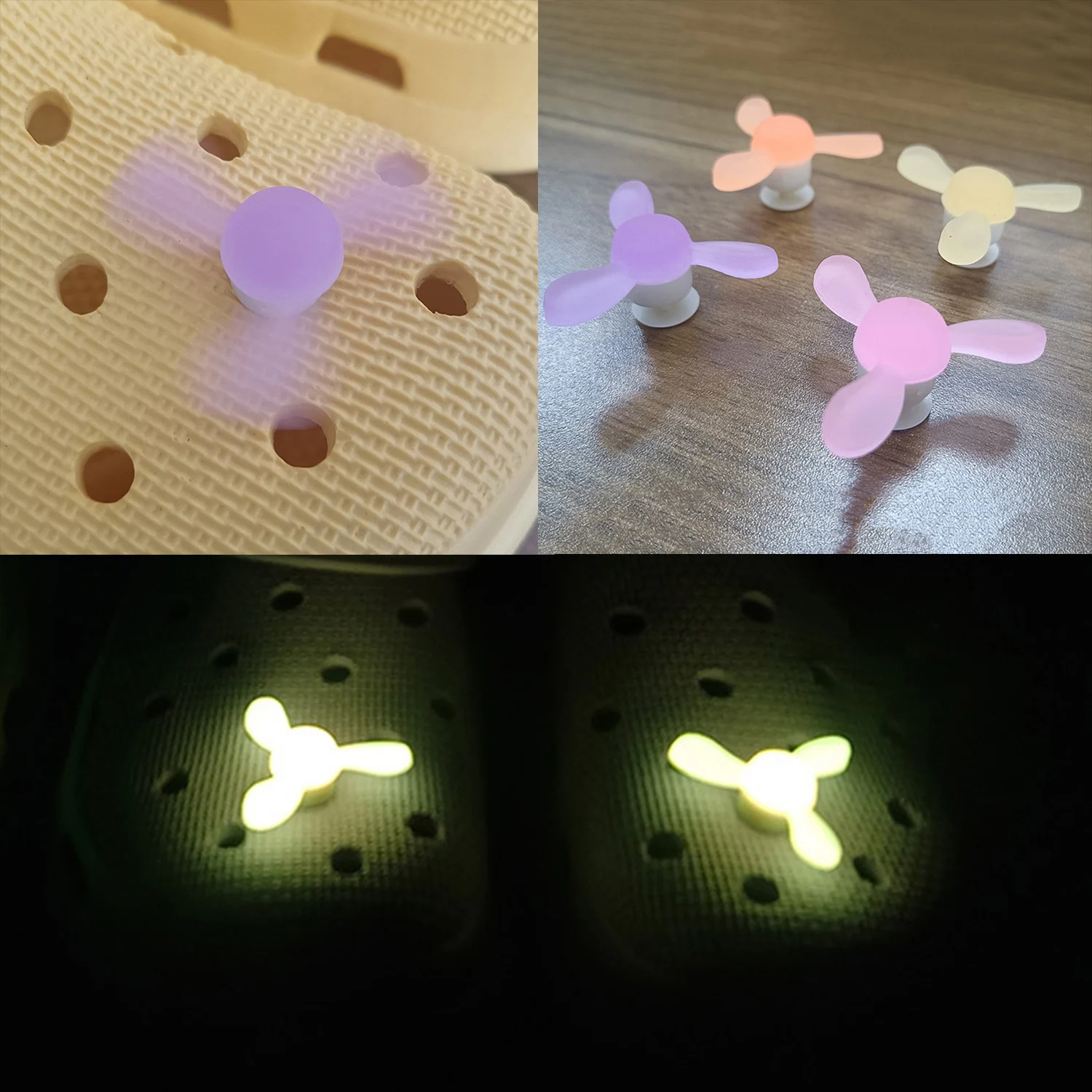 Luminous Windmill Shoe Buckle Charms For Clogs Garden Shoes And Outdoor Hole Shoes Decoration DIY Accessories