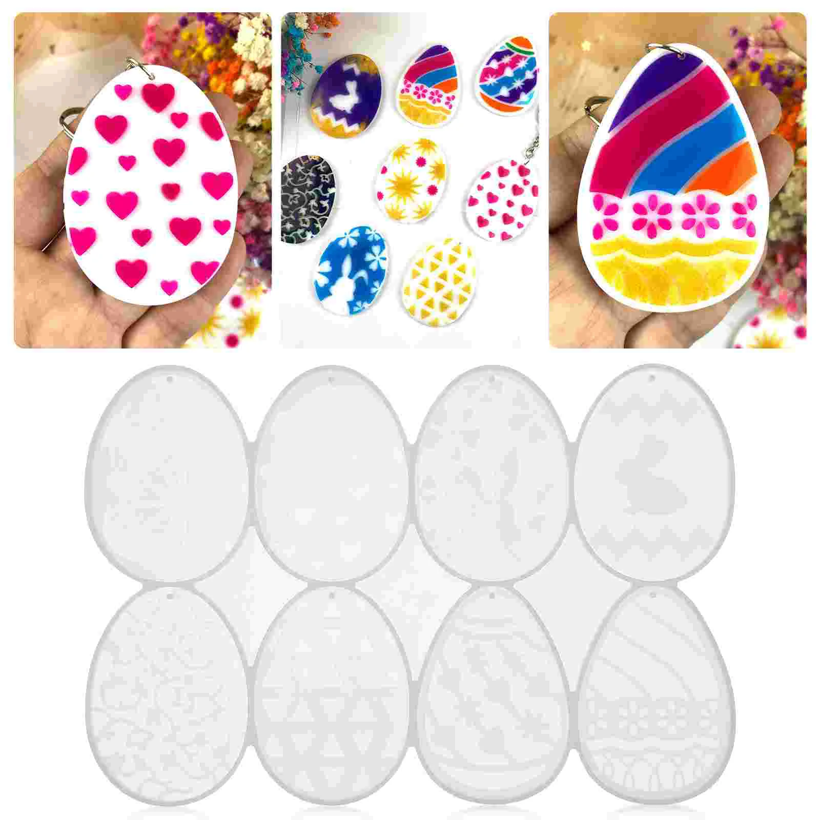 Easter Keychain Unique Pendant Mold Egg Rabbit Bunny Necklace Hanging Charm Molds Silica Gel DIY Ring Durable