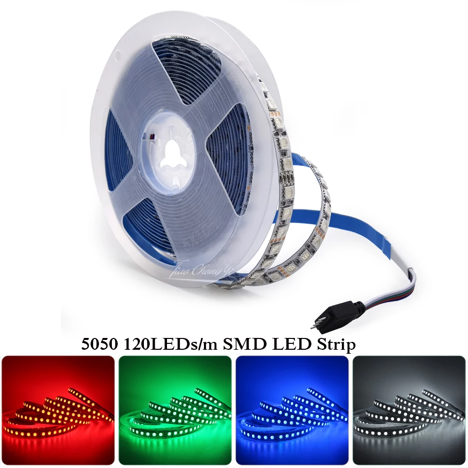 

5050 RGB LED stirp 10mm width PCB DC12V 24V 120LEDs/m RGB Flexible led Tape IP30 non-waterproof 1M-5M