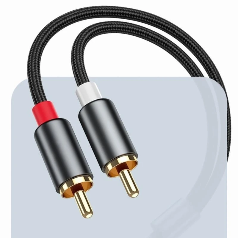 Modern Design 3.5mm Auxiliary to 2RCA Audios Cable for Seamlessly Integration with Sound Systems Metal Shell Y Splitter 83CF