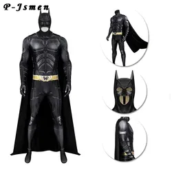 P-Jsmen Dark Knight Cosplay Traje para Adultos, Macacão Bruce Wayne, Batalha de Super-Heróis, Impressão Halloween Bat, Roupa, Máscara