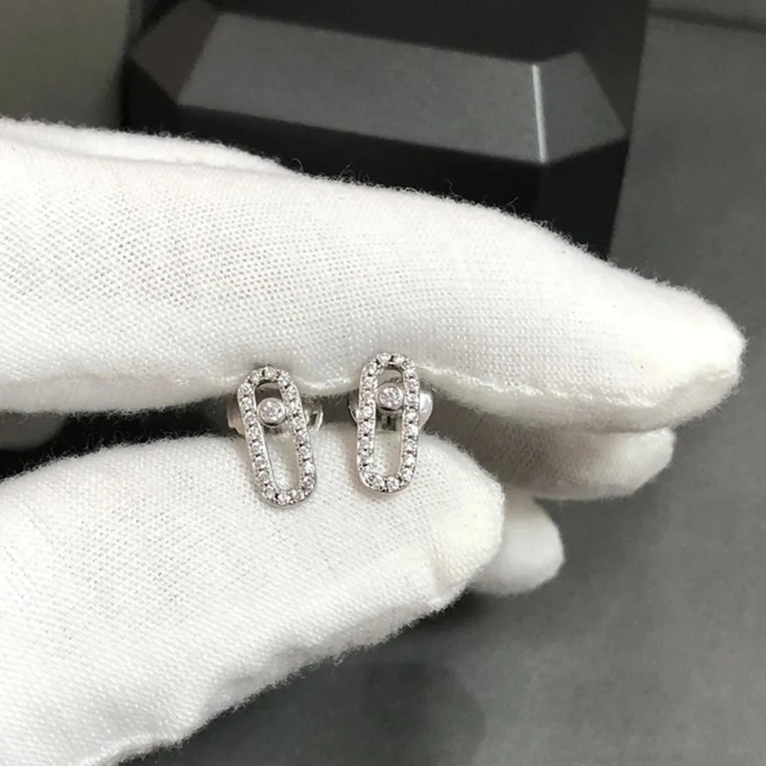 Exquisite Design 925 Sterling Silver Single Diamond Women's Diamond Jewelry Earrings, Classic Style, Fashionable Party Gift