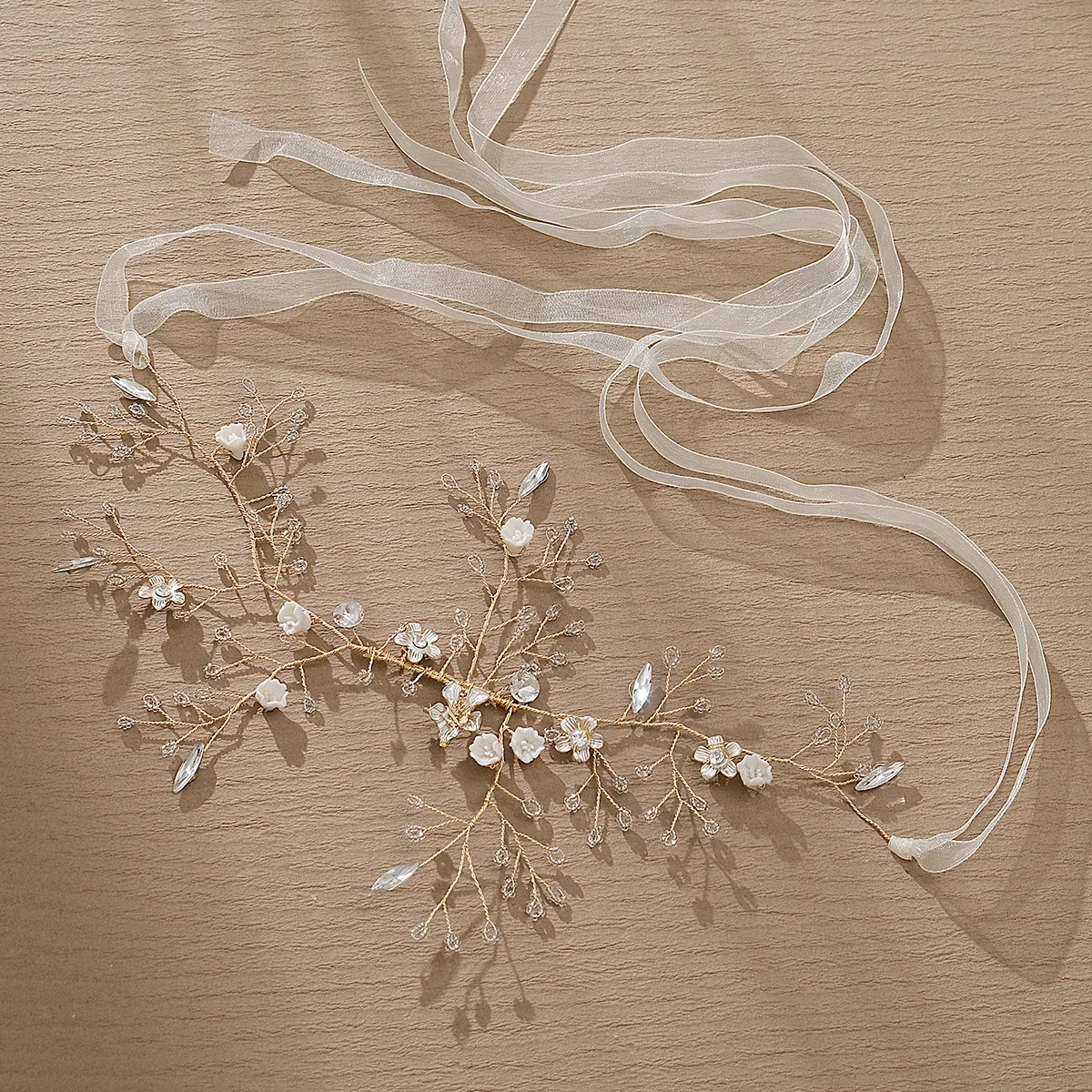 

Fairy Floral Wedding Headband - White Flower Bridal Hairbands, Simple Hair Chain Crown for Bridesmaids Party Hair Accessories