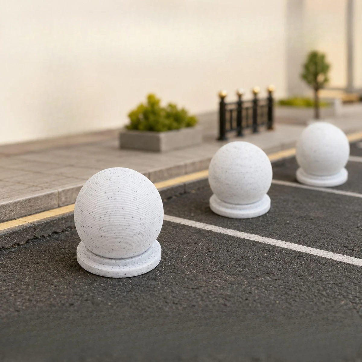 5pcs Mini Stone Ball Road Barrier Stone Bollard Model Miniature Traffic Road Construction Scene Accessory Desktop Decoration