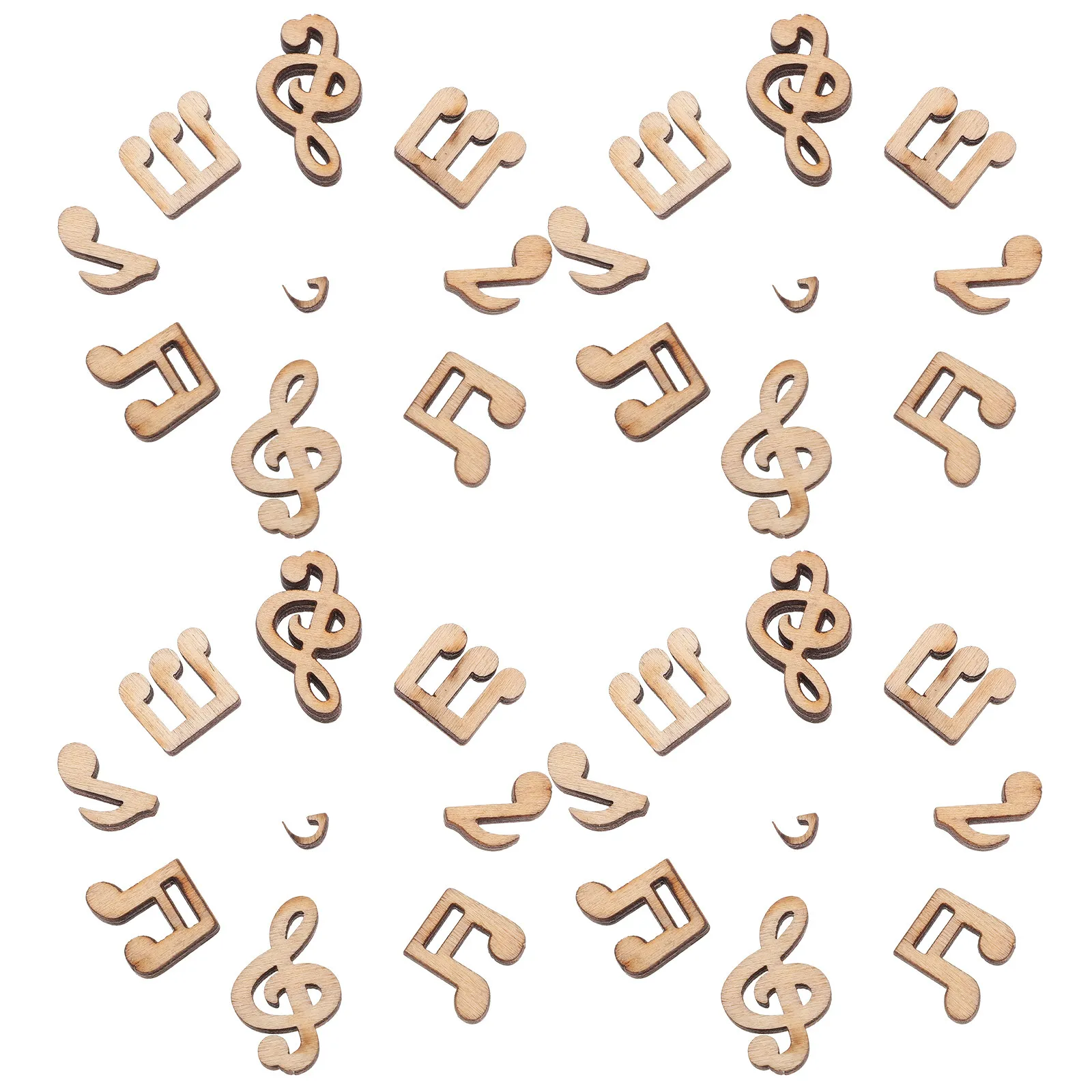 

100 шт. деревянных заготовок в форме музыкальных нот, необработанные деревянные элементы, материал для поделок своими руками, натуральные деревянные вырезки для декоративно-прикладного искусства