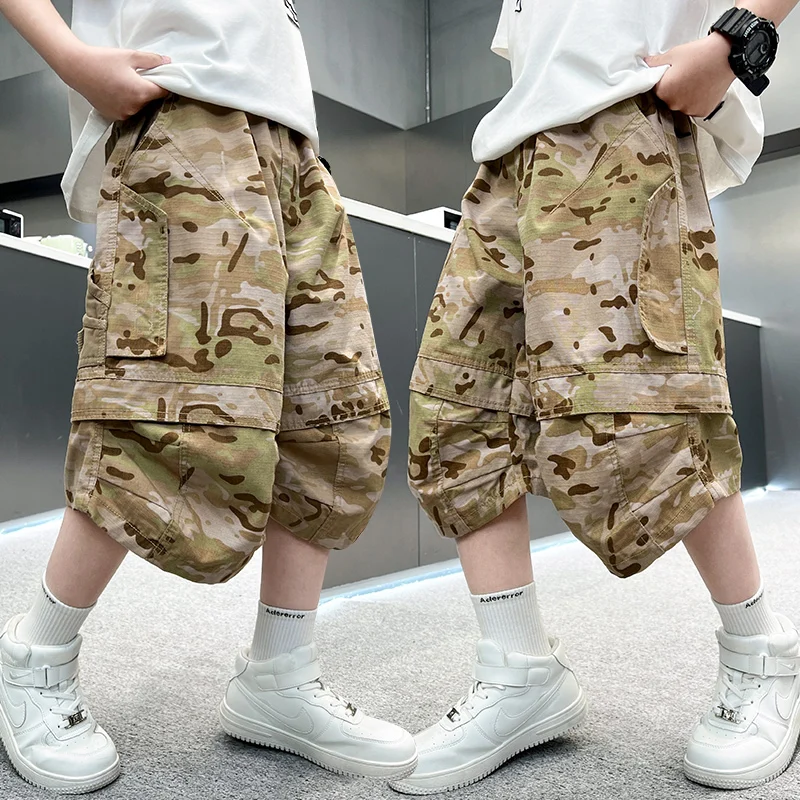 Kids Boy Tactical Cargo Shorts Fashion Pocket Military Shorts Summer y2k Camouflage Jogging Child Casual Hiking Short Pants