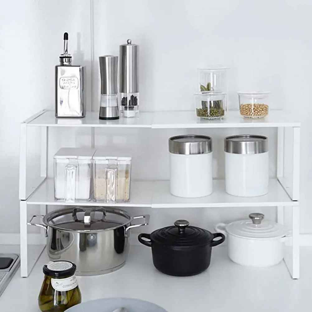 

Retractable Shoes Rack Home Kitchen Storage Organizer White Iron Material Adjustable Design Shoes Holder