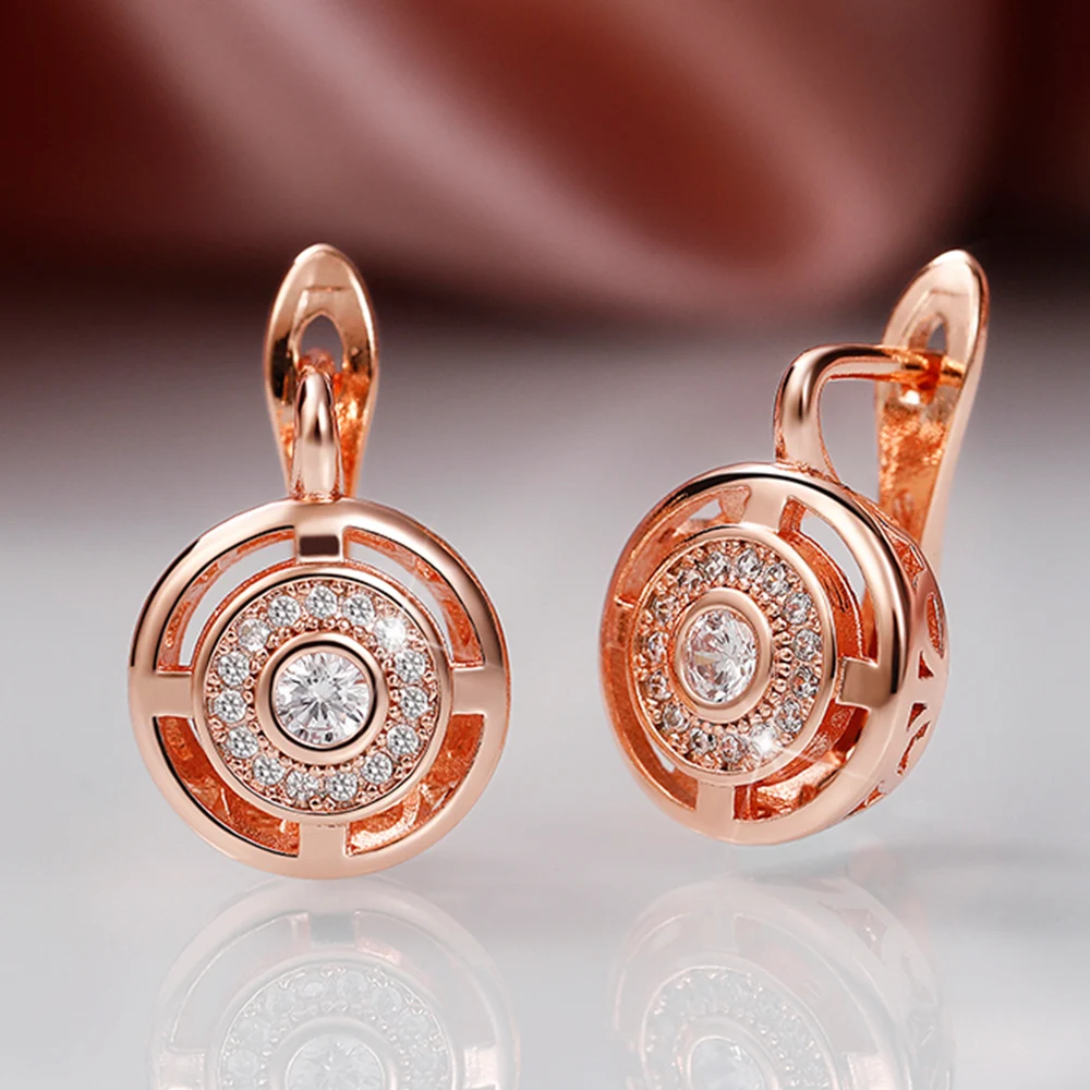 

Huitan Newly-designed Hollow Out Earrings for Women Exquisite Hoop Earrings Silver Color/Rose Gold Color Fashion 2022 Jewelry