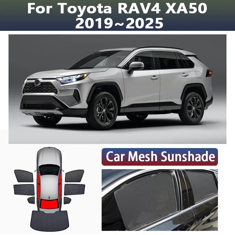 

Car Sun Visor For Toyota RAV4 Accessories XA50 MK5 2019~2025 Sunscreen Magnetic Mesh Sunshade Window Side Curtains Shading Cover