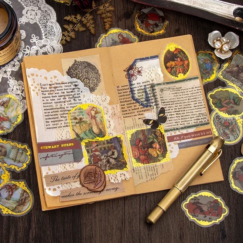 30PCS European Angel Junk  Angel Album Scrapbooking Decorative Retro Cupid Hot Stamping Tape Stickers Diary