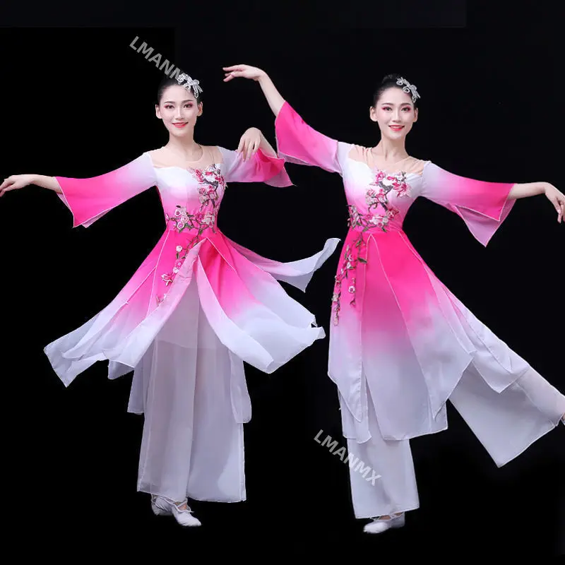 

2024Hanfu women classical dance performance costume female ethnic Jiangnan umbrella dance fan dance adult female Yangko dress