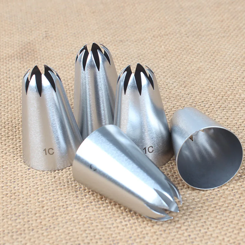 5pcs/set Large Icing Piping Nozzles For Decorating Cake Baking Cookie Cupcake Piping Nozzle Stainless Steel Pastry Tips