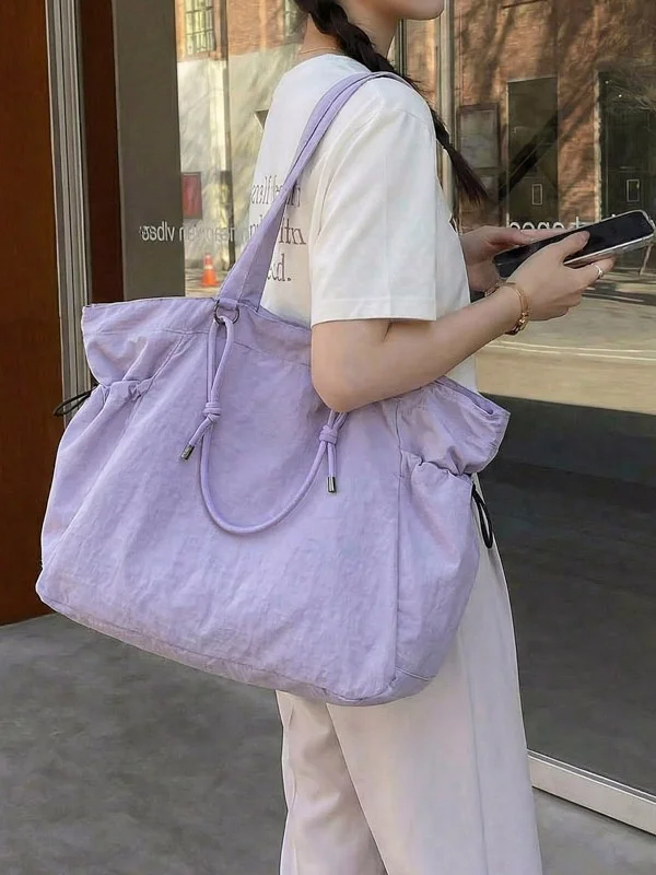 Large Capacity Canvas Tote Bag Simple Fashion Soft Shoulder Handbag Commuter Bag Early Eight Single Strap Backpack