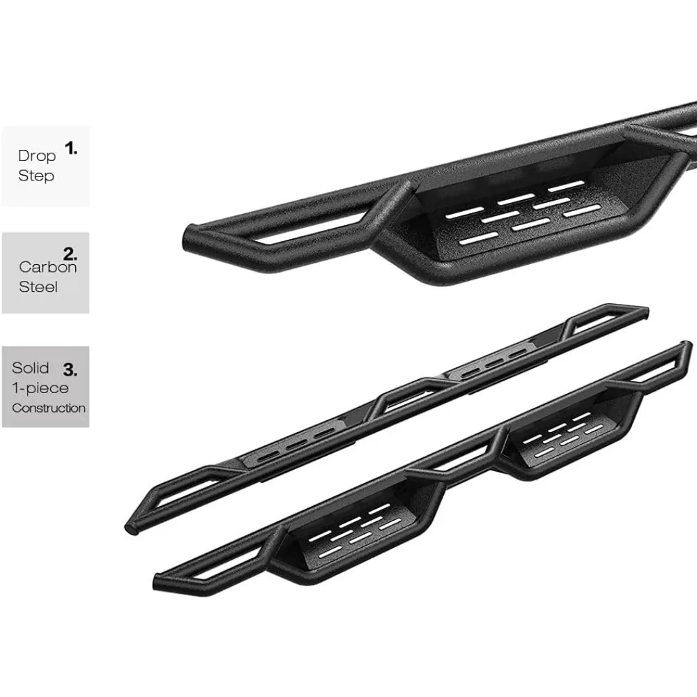 Black 6 Inches Tubular Drop Down Style Nerf Bars Running Boards Compatible with Toyota Tacoma 2005-2023 Double Crew Cab