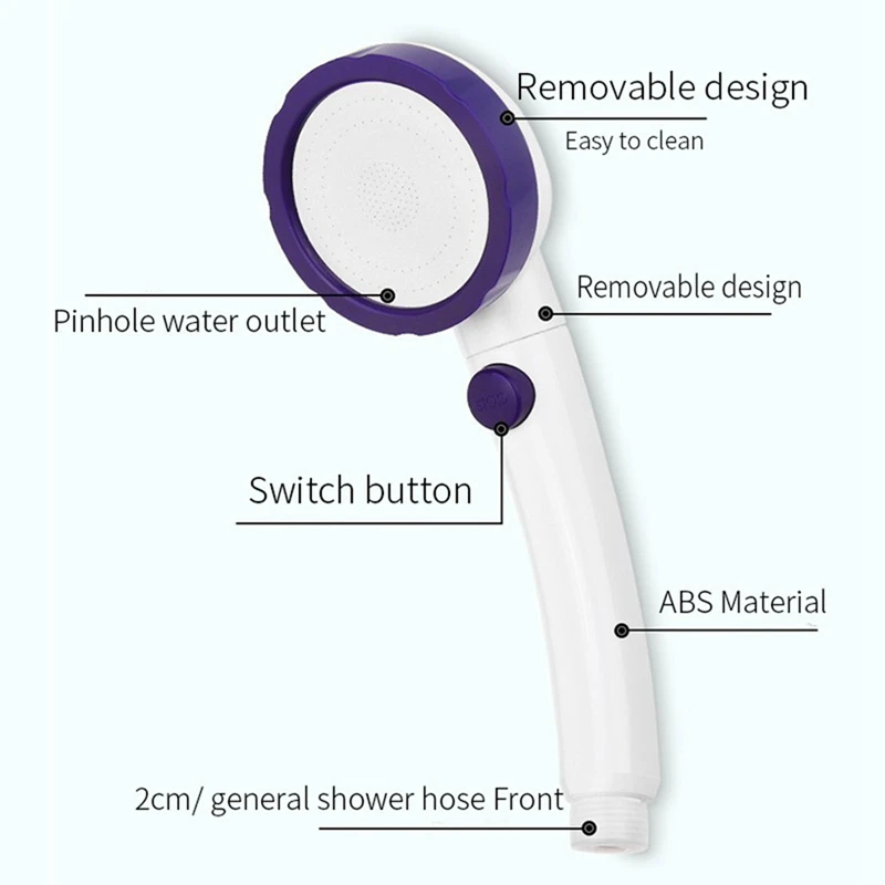 1 Water-Saving Shower, High-Pressure Abs With Stop Switch, Handheld Spa Shower, Anti-Drop Massage Nozzle