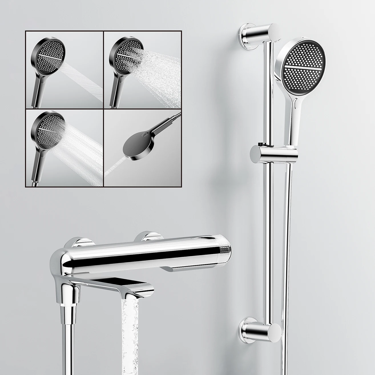 

High-end Bathroom Shower Faucet Thermostatic Shower System Bathtub Mixer Rainfall Brass Bathroom Faucet Lavatory Rain Shower Set