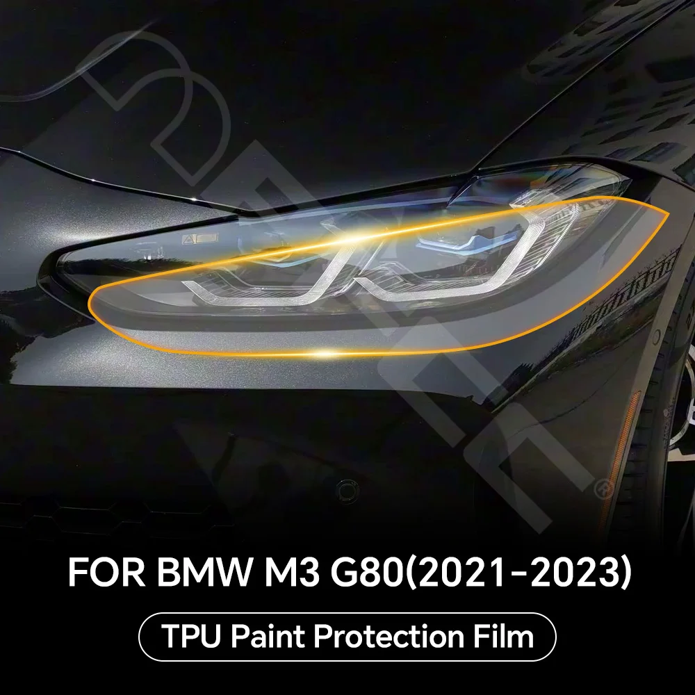 

For BMW M3 G80 2021-2025 Headlight Rearview TPU Protection Film Anti-scratch Pre-cut Clear PPF Resistant Invisible Self-adhesive