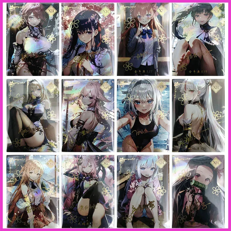 

Anime Goddess Story Rare XR Refractive Flash Cards Emilia Tsuyuri Kanao Toys for boys Collectible Cards Christmas Birthday Gifts