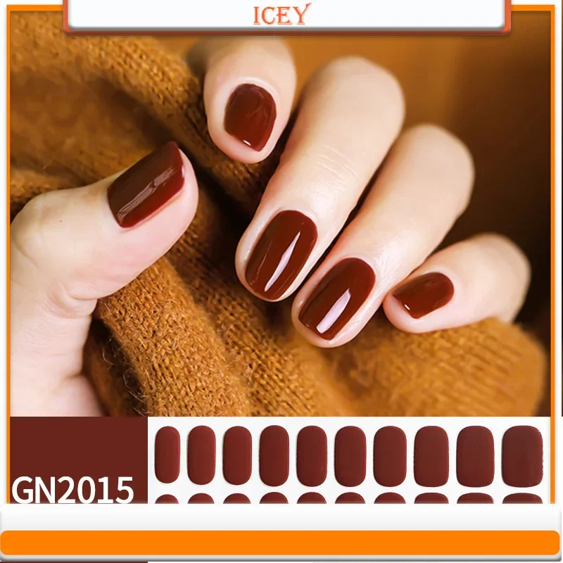 ICEY BEAUTY-Ensemble d'autocollants pour ongles monochromes, anciers complet, sans cuisson, amélioration du gel, 1 lot