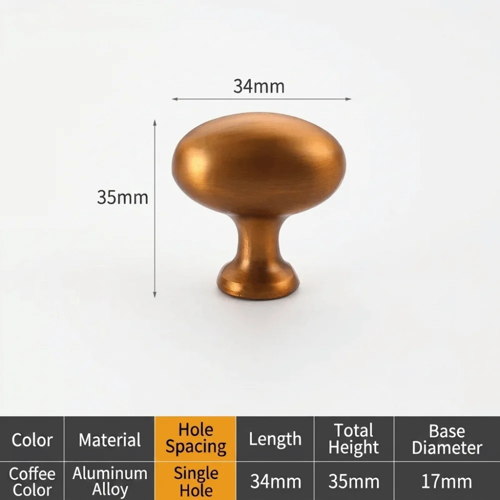 Vintage Oval Cabinet Handles Aluminum Alloy Single Hole Cupboard Knob Decorative Egg Shaped Furniture Handles Kitchen Cabinets