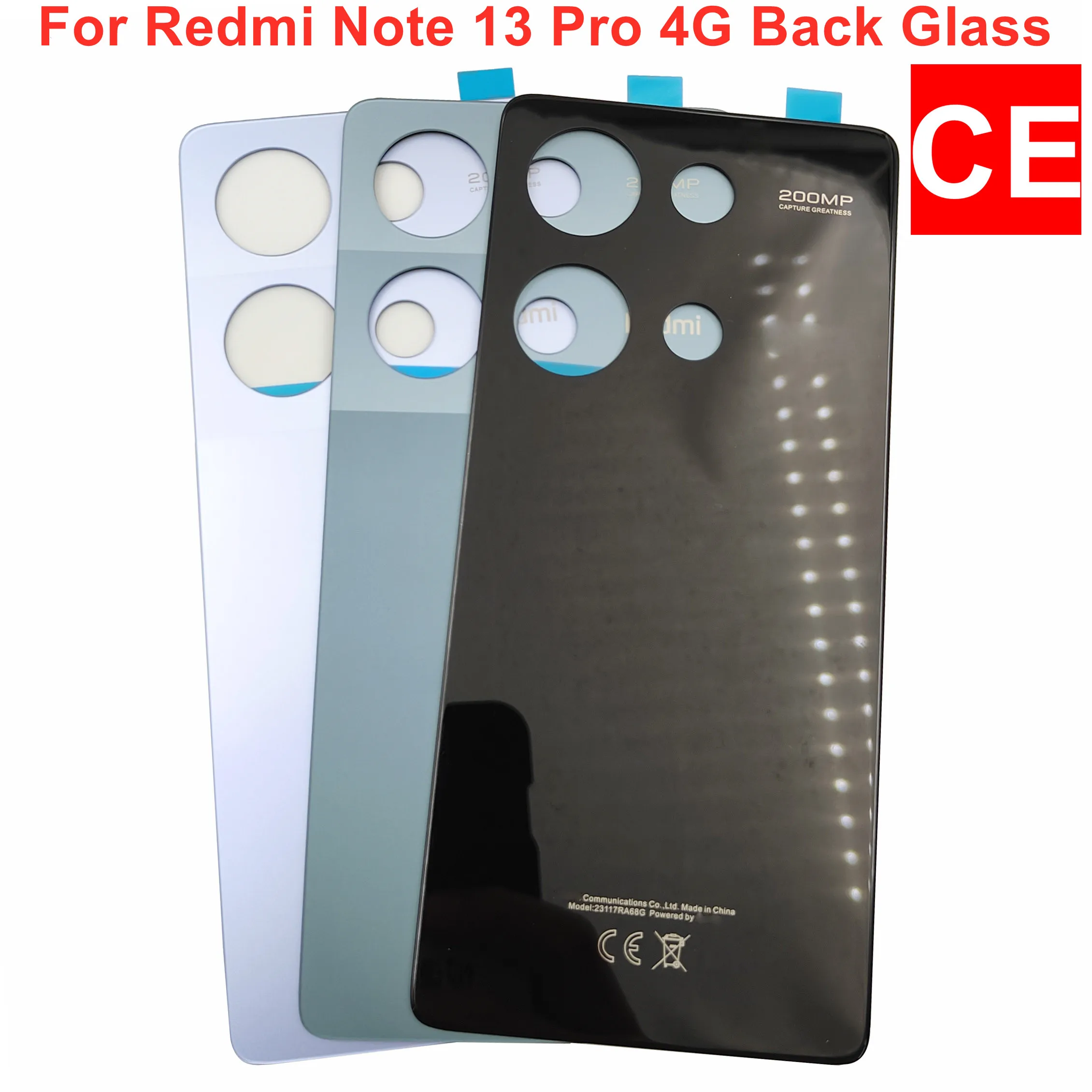 

100% A+++ Glass Back Door For Xiaomi Redmi Note 13 Pro 4G Rear Lid Battery Cover Housing Case Shell With Adhesive Glue Tools