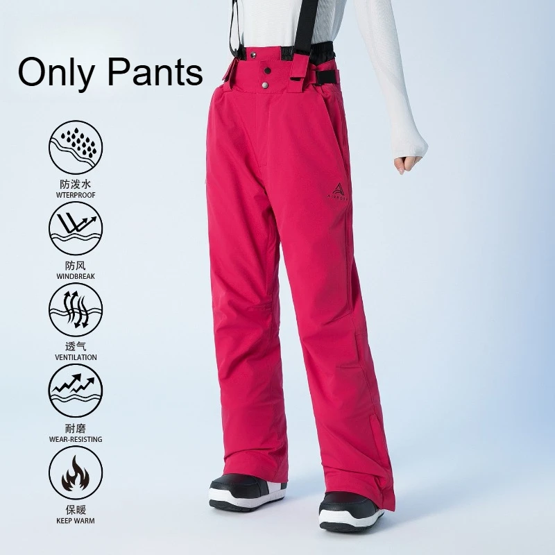 2025New الثلوج مقاوم للماء يندبروف المرأة 3L السراويل سليم صالح مريلة بنطلون شتاء دافئ الإناث الصلبة قابل للتعديل الرياضة في الهواء الطلق والعتاد #2