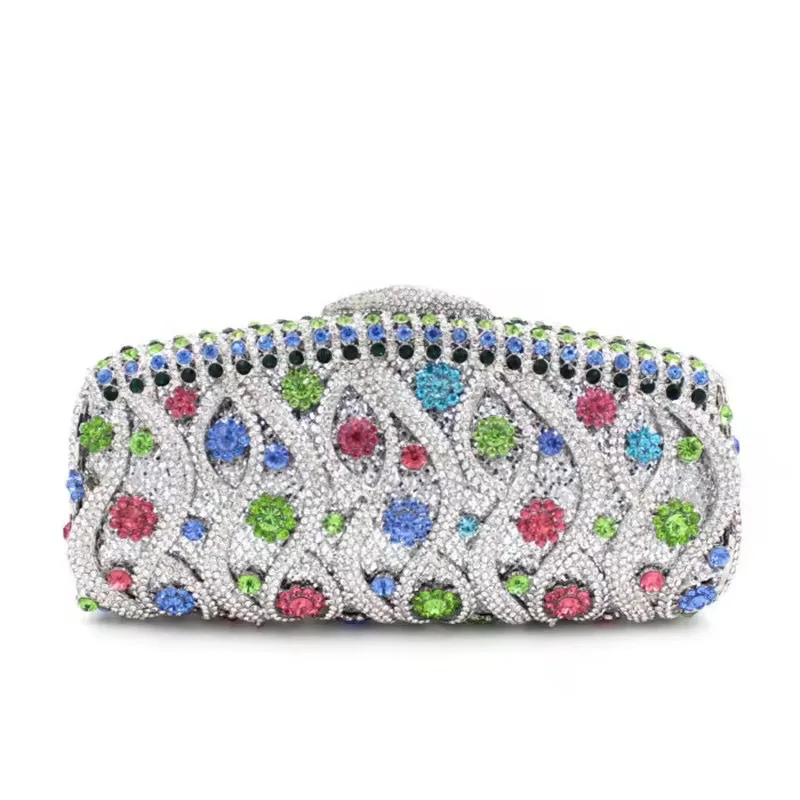 

Diamond-encrusted Dinner Bag Hollow Metal Rhinestone Clutch Banquet Full Of Diamonds Women's Bag Chain Solid Color Handbag Woman