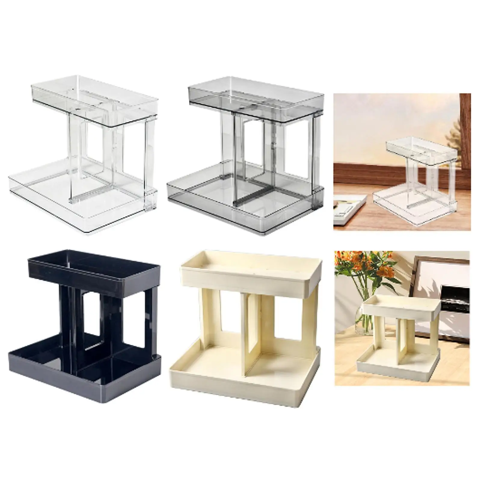 

Double Layer Desktop Organizer Decorative Lightweight Sturdy Home Decor Storage Rack for Study Room Tabletop Dorm Indoor Kitchen